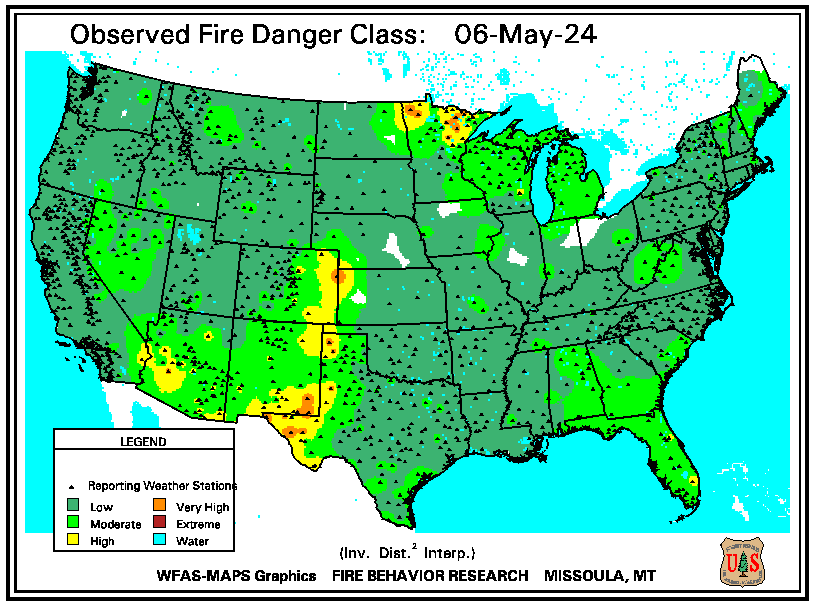 Observed Fire Danger Rating Continental Map