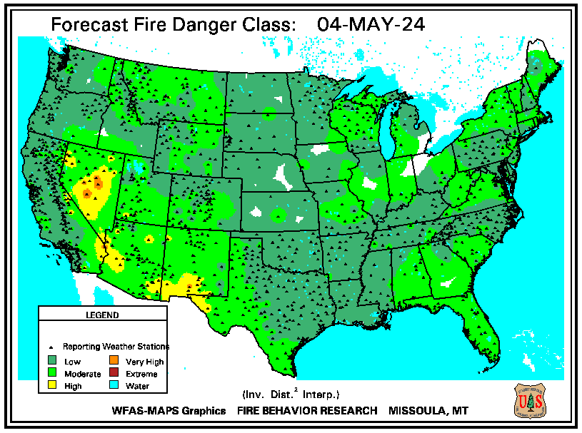 Forecast Fire Danger Rating Continental Map